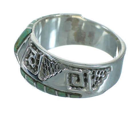Southwestern Silver Turquoise Water Wave Ring Size 6-3/4 QX81683